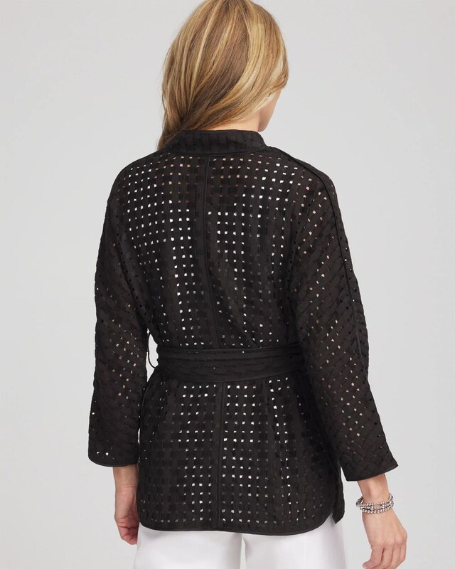 Open-Stitch Tie-Front Kimono Jacket - image 3